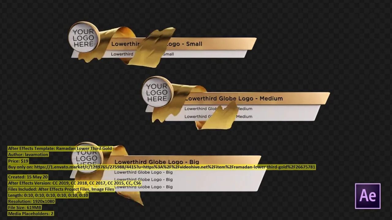 Lower third after effects. Gold lower third.