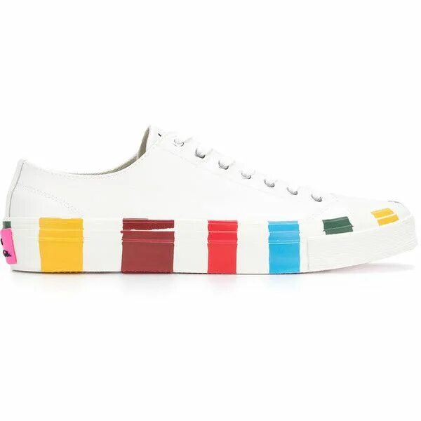 Полоска на подошве. Paul Smith White Sneakers. PS by Paul Smith Cotton Shoes. PS by Paul Smith хлопковые туфли. Кроссовки с вертикальной полосой.