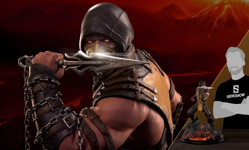 Скорпион 21 августа 2023. Premium Collectibles Studio Mortal Kombat. Sideshow мортал комбат. ПК Скорпион. Игровой ПК Скорпион.