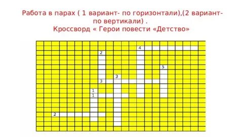 Кроссворд детство толстой