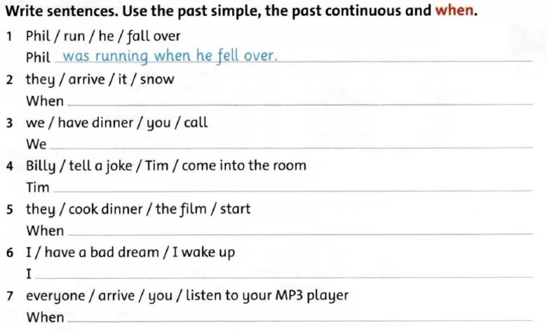 Past Continuous sentences. Write sentences. Write the sentences in the past Tense.. Write sentences. Use the past simple and the past Continuous. Rewrite the sentences using was or were