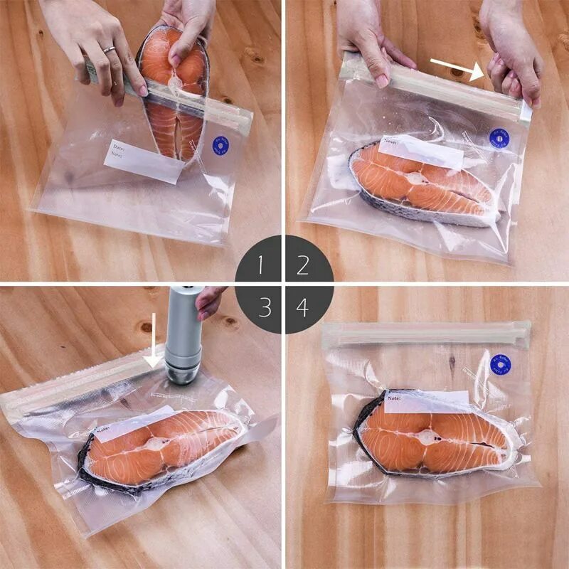 какой стороной класть рифленый пакет в вакууматор