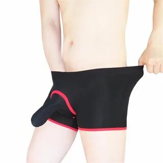 Mens Modal Cotton Penis Sleeve with Pouch Boxer Briefs Underwear.