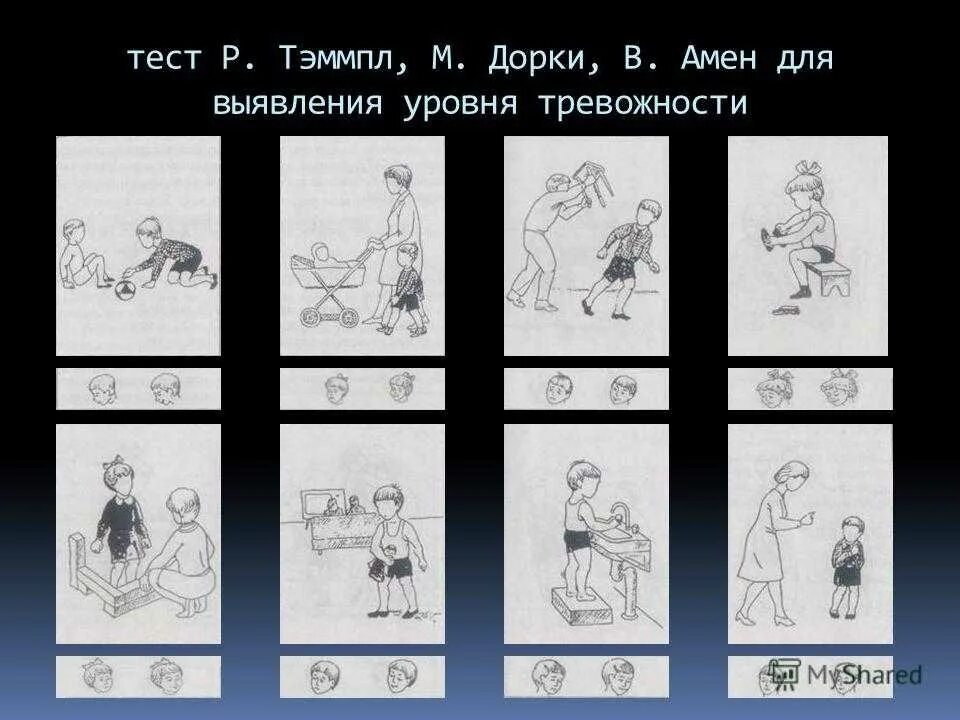 Тест детской тревожности. Тест тревожности (р. Тэммпл, в. Амен, м. дорки). Тест тревожности (р. Тэммпл, в. Амен, м. дорки) протокол обследования. Методика выбери нужное лицо. Тест тревожности Амен.