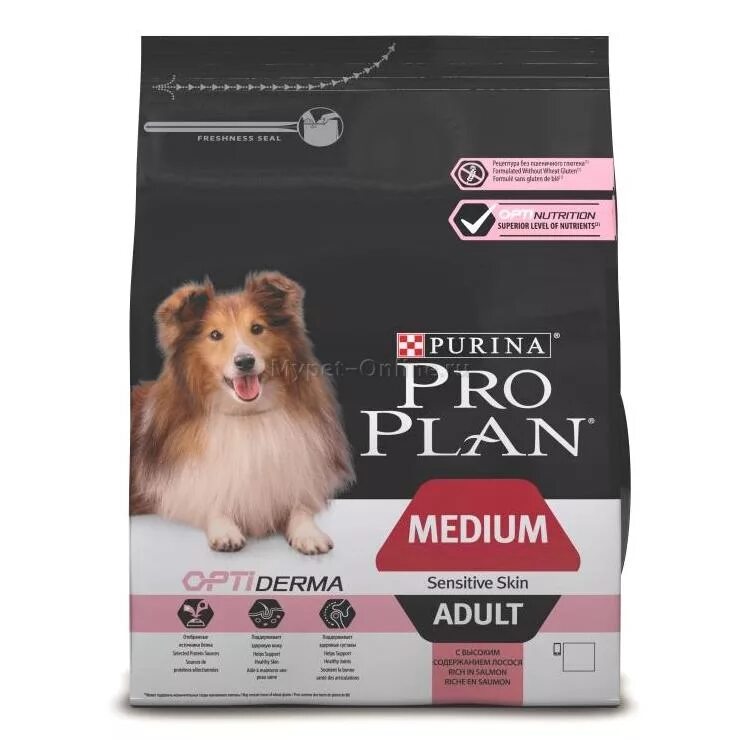 Корм для собак проплан с лососем. Pro plan adult medium sensitive skin optiderma. senior sensitive skin purina pro plan. purina pro plan grain free adult medium &amp; large sensitive состав. проплан пурина треугольником для щенков мелких.