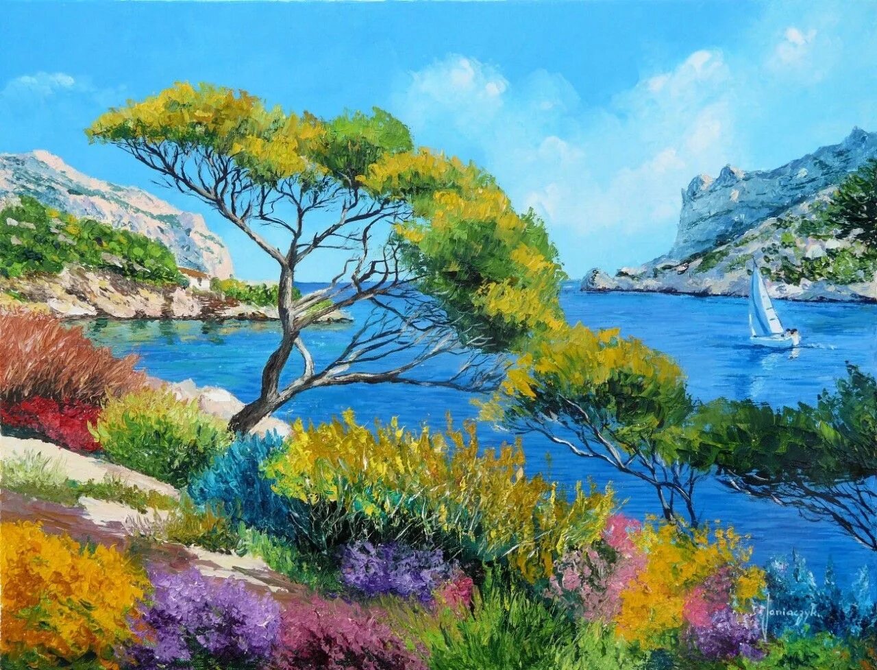 Берег красками