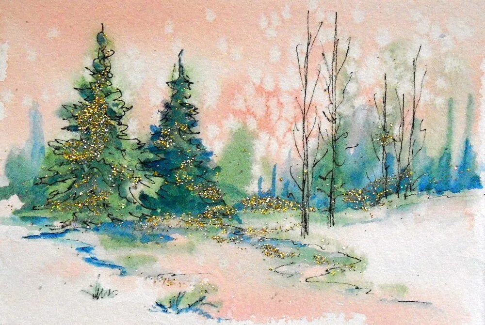 Рождество акварель. Акварель года. Летняя акварель. Новогодние рисунки акварелью. Новогодние открытки акварелью.