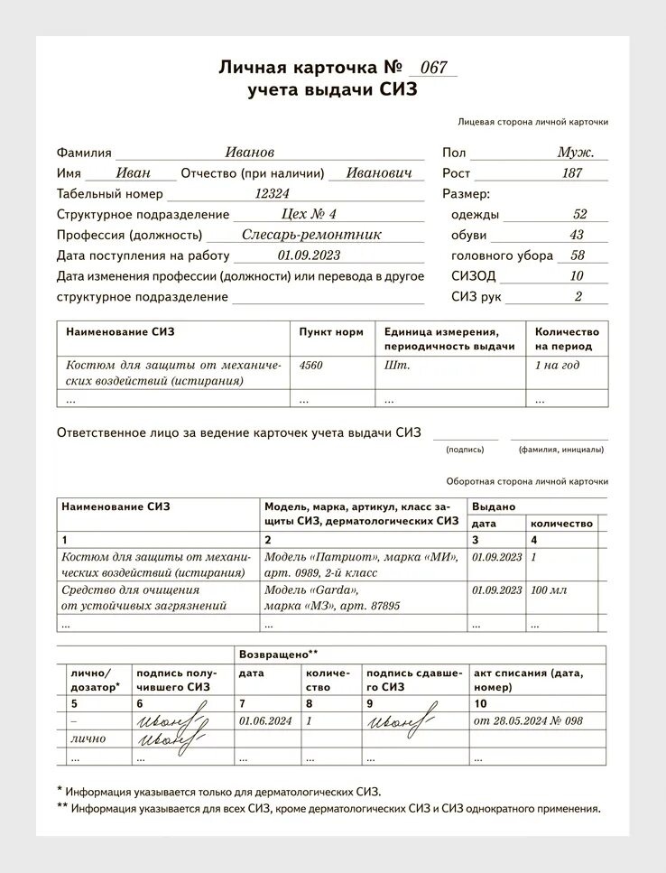 Карточка учета сиз 2024. Бланк личной карточки учета выдачи средств индивидуальной защиты. Карточка учета выдачи СИЗ. Личная карточка выдачи СИЗ приложение 3 средства очищения. Личная карточка работника выдачи СИЗ.