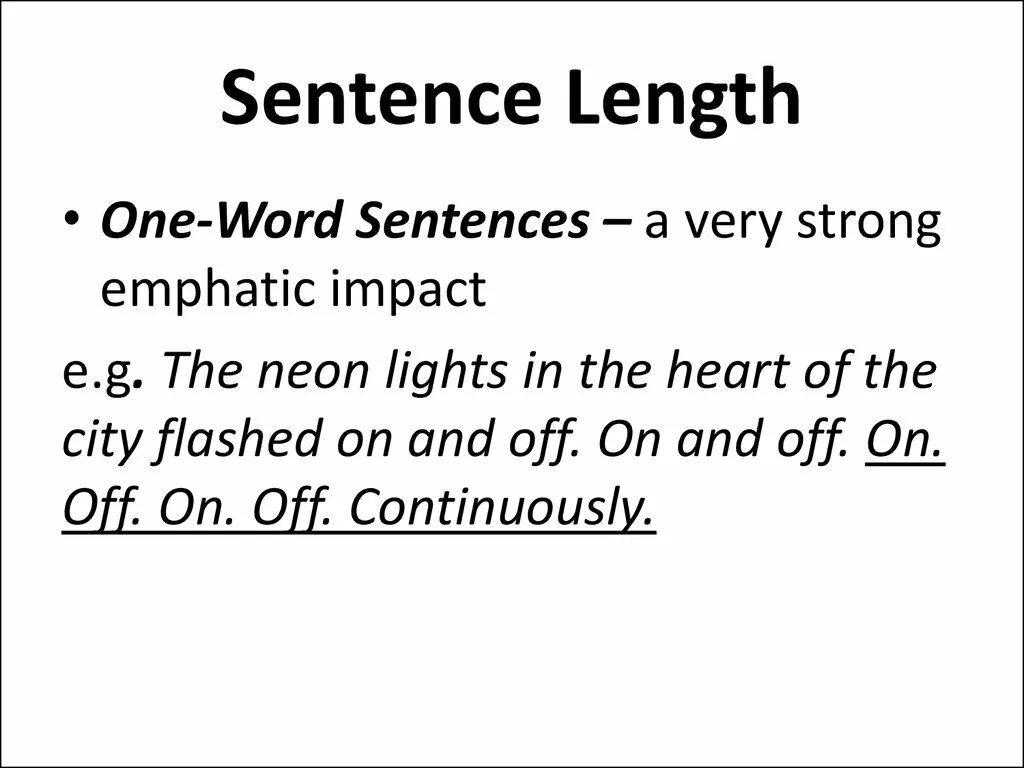 One word sentences examples