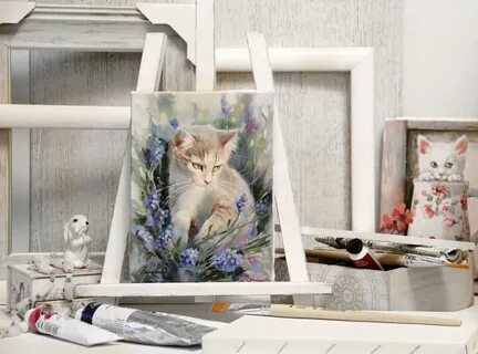 Кот на холсте