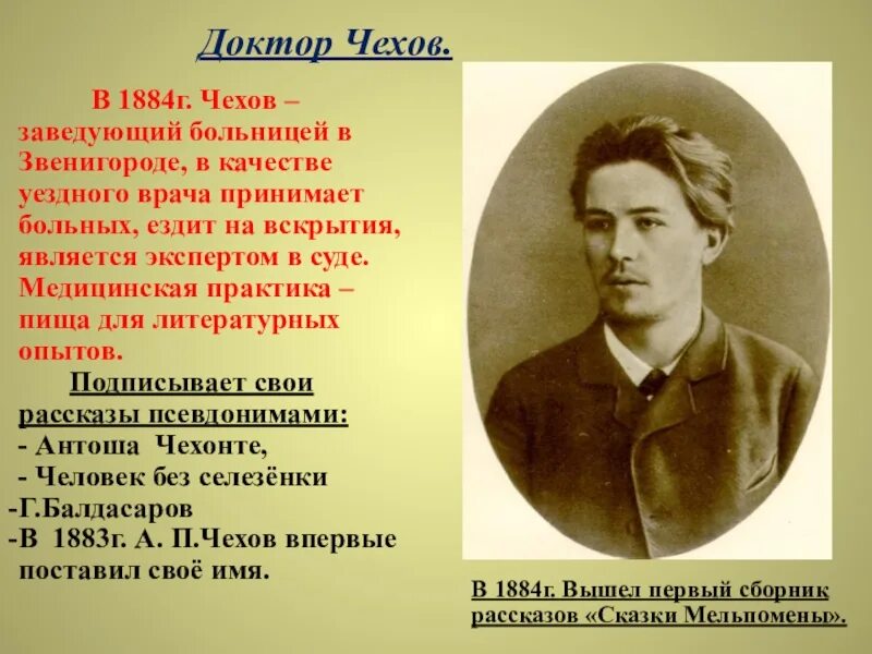 Чехов 1884. Жизнь а Павловича Чехова. Чехов врач на дому