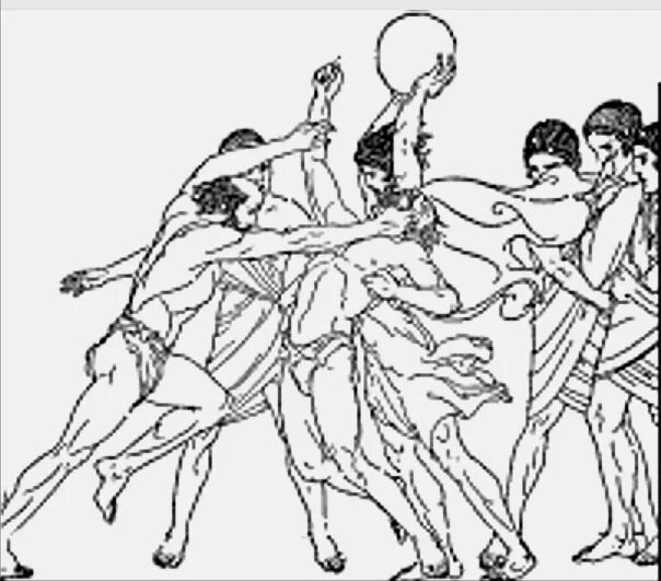 Время от времени старшины над молодыми спартиатами. Футбол в древнем Риме Гарпастум. Эпискирос. Эпискирос футбол. Игра гарпанон в древней Греции.