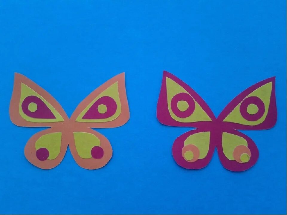 Поделка бабочка. Бабочка из цветной бумаги. Бабочка поделка из бумаги. Симметричная аппликация. Конспект аппликации бабочка