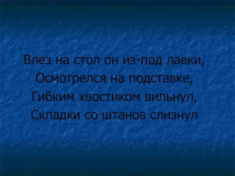 Влез на стол он из под лавки