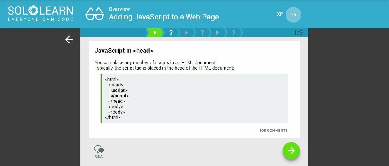 Javascript head