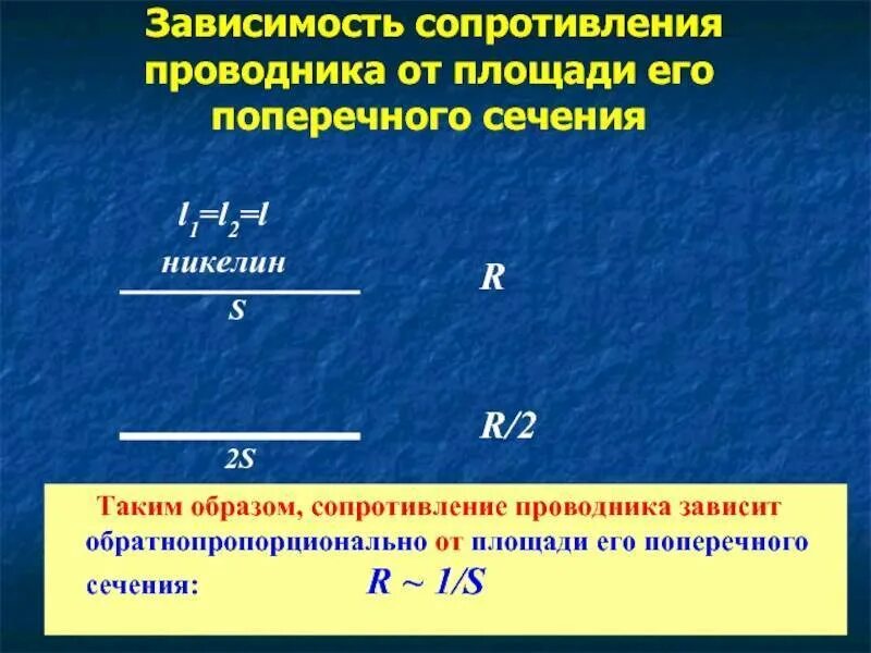 Площадь через длину проводника. Формула сопротивления поперечного сечения. формула сопротивления проводника. расчет сопротивления проводника. зависимость сопротивления от сечения проводника.
