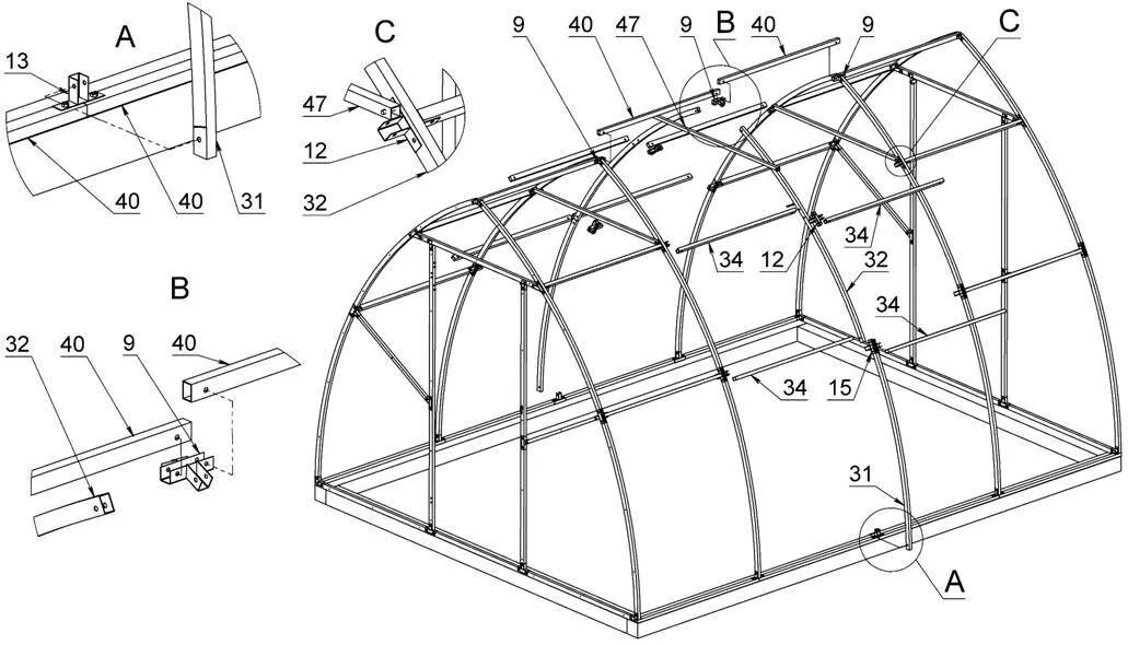 Теплица капелька сборочный чертеж. Теплица 3х6 профильной трубы чертеж. Теплица фермер 7.5 23.4 чертеж. Теплица Митлайдера арочная чертежи.