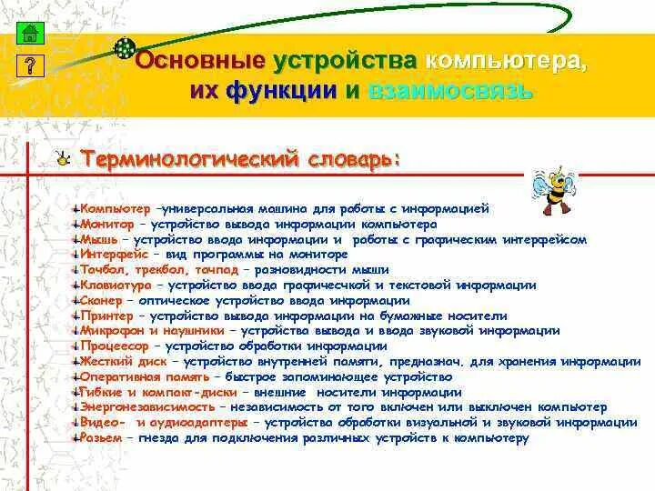 Основные устройства компьютера их функции и взаимосвязь. Основные устройства компьютера их функции и взаимосвязь