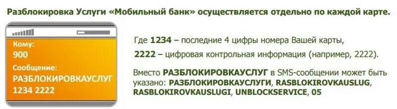 Как разблокировать 900 сбербанка