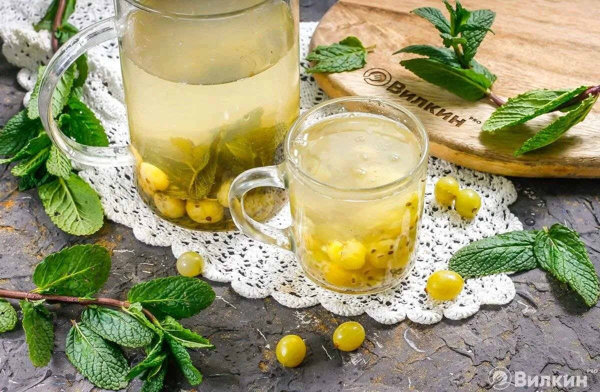 Компот из лимонного базилика на зиму. Компот из крыжовника мохито. крыжовник лимон мята. компот крыжовник мята лимон. компот мохито из крыжовника с мятой и лимоном.