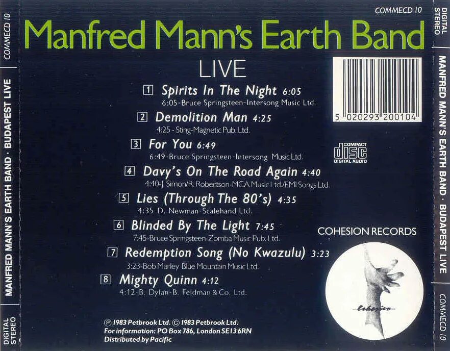 Manfred mann s перевод. Manfred Mann's Earth Band Live in Budapest 1983. Bruce Springsteen Spirits in the Night. Manfred Mann's Earth Band CD maximum. Manfred Mann's Earth Band Criminal Tango 1986.