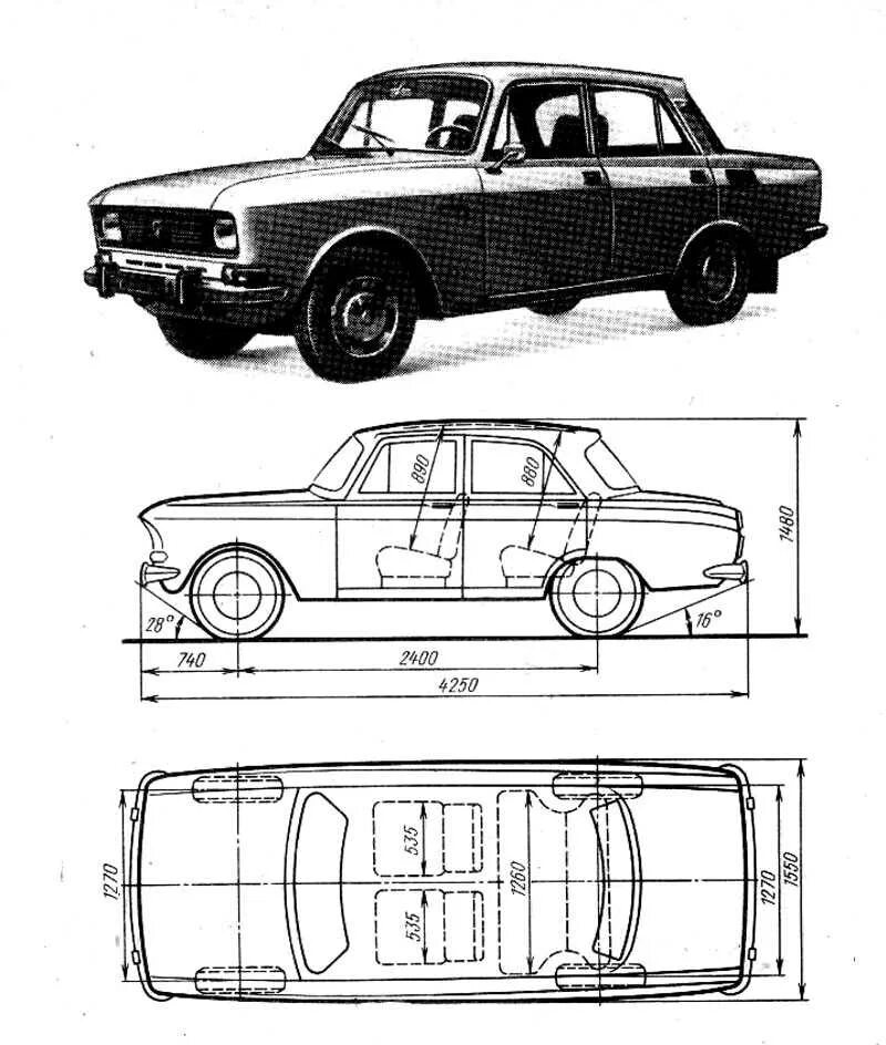 Москвич 2140 размеры