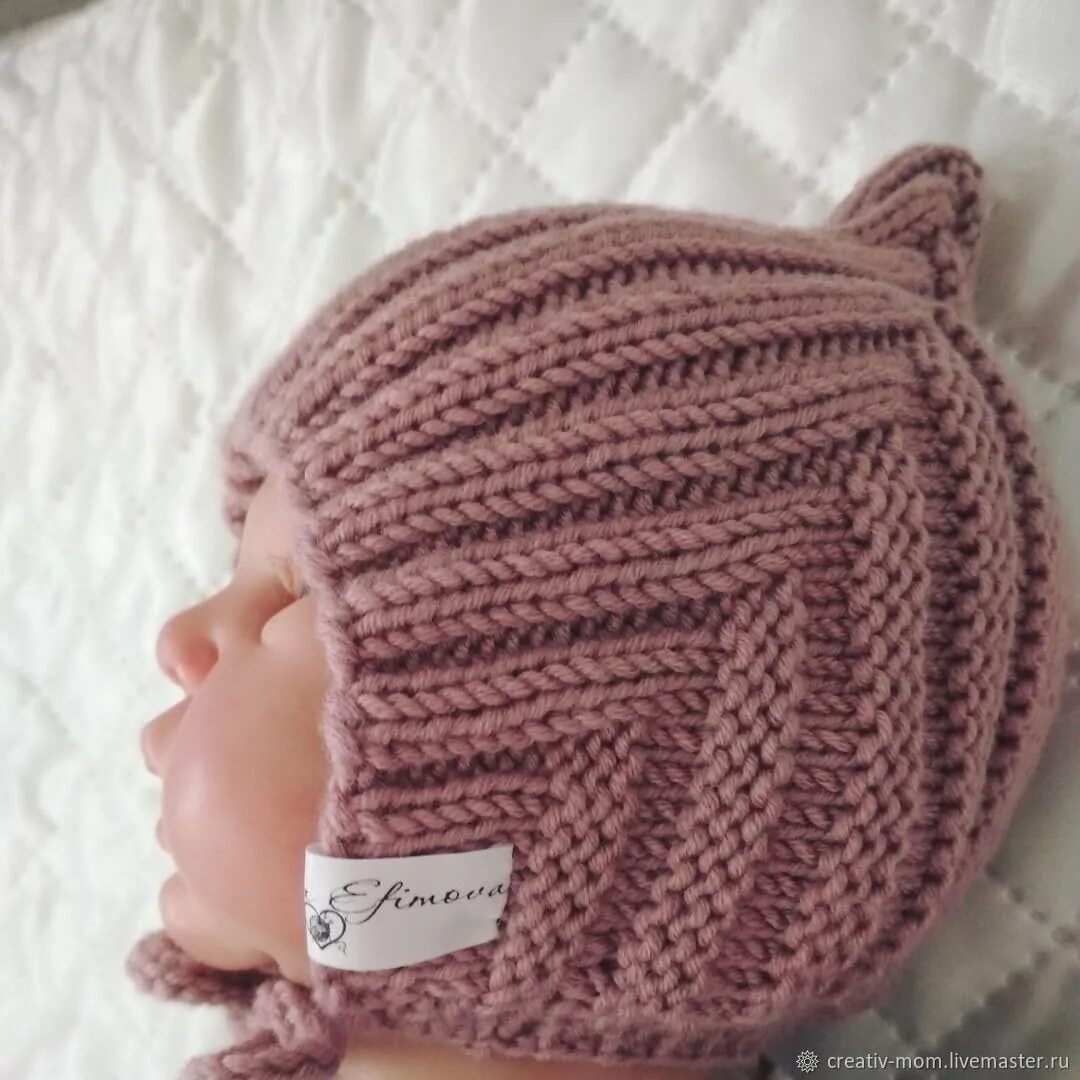 шапка эльфа спицами для новорожденных. шапка эльфа. шапочка эльфик для новорожденного. вязаные шапки для новорожденных. шапочка эльфик для новорожденного.
