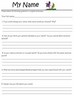 Worksheets name