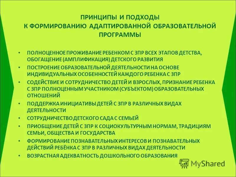 Создание адаптированной образовательной среды. Закономерности развития адаптации. Что такое адаптированная программа в школе. Принципы построения занятия для дошкольников с зпр. Принципы адаптации.
