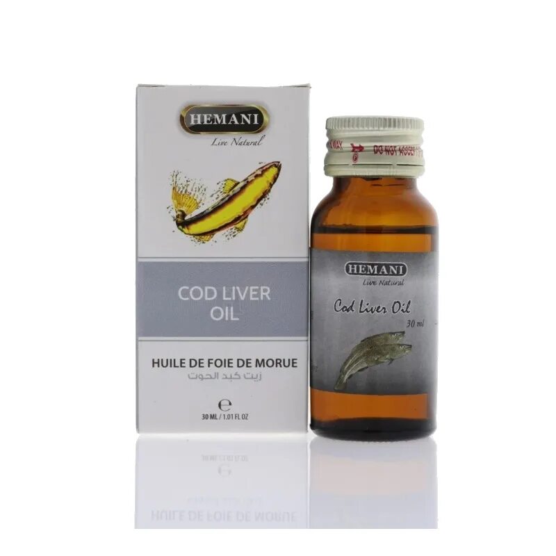 Какие масла для печени. Масло печени трески Cod Liver Oil. Масло печени трески Hemani. Hemani Oil 30 ml. Рыбий жир тресковый.