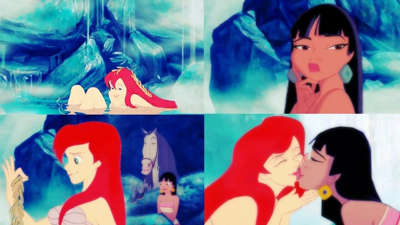 Ariel lesbian. Ариэль Юри. Ариэль и Нани. Ариэль фемслэш. Принцессы Диснея Юри.