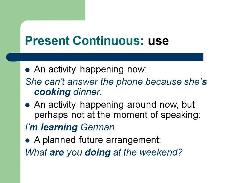 Использование present continuous. Present continuous use. use в презент континиус. present continuous использование. present continuous usage.