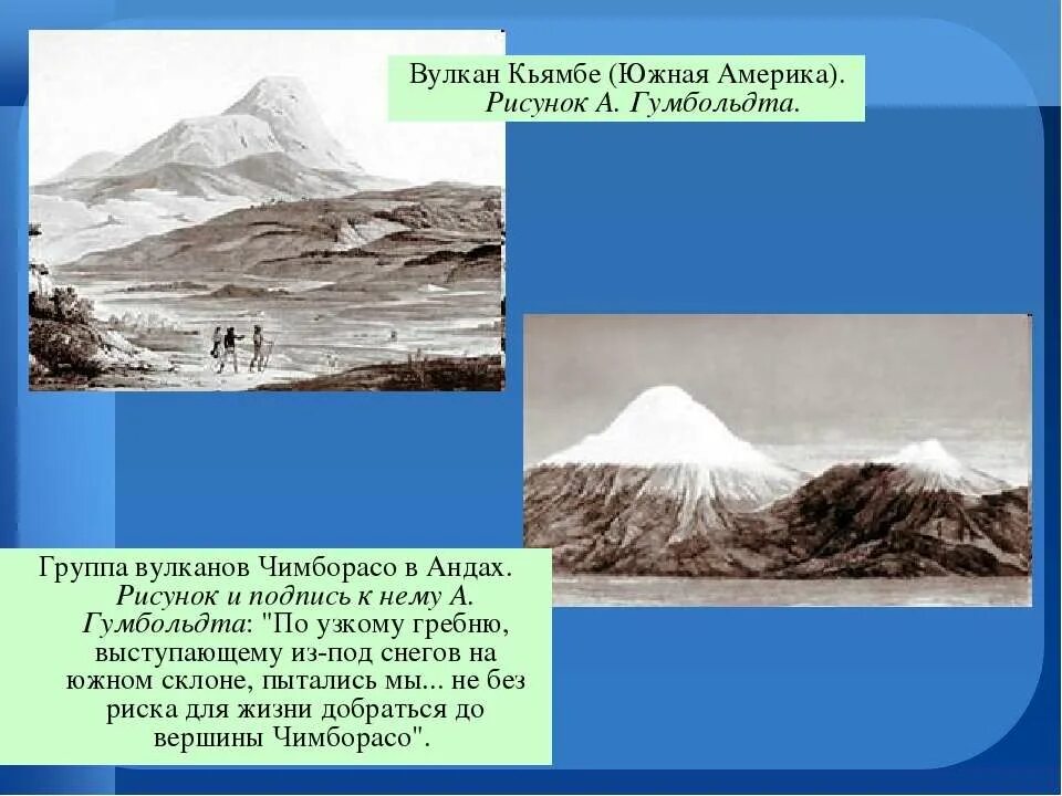 Какой немецкий ученый исследовал вулканы анд. Вулкан чимборасо гумбольдт. путешествие гумбольдта в анды). вулкан чимборасо рисунок. гумбольдт рисунки вулканов.