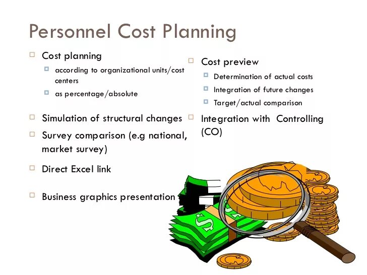 SAP personnel cost planning. Comparative Survey. PCI personnel costs Definition. Actual and planned costs..