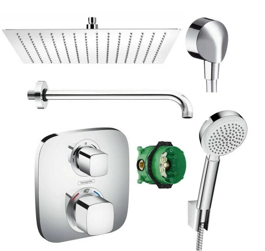 Hansgrohe ecostat e. Hansgrohe ecostat e 13145000. hansgrohe ecostat. встройка хансгрое на 3 потребителя. ibox hansgrohe термостат.