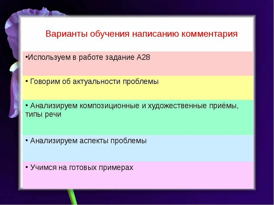 Написание комментариев. Варианты обучения. Как написать комментарий. Комментарий по обучению. Составление примечаний