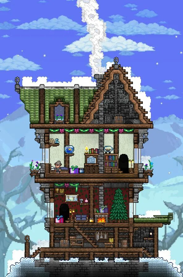 Terraria build. Террария. Дом в горе террария. Стимпанк террария. Домики в террарии.