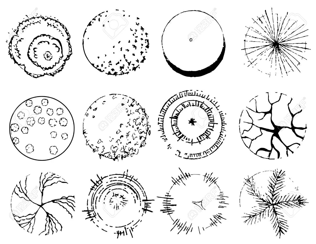 цветы на плане вид сверху. хвойные деревья на чертеже. обозначения деревьев в ландшафте. условные обозначения хвойных. условные обозначения хвойных.