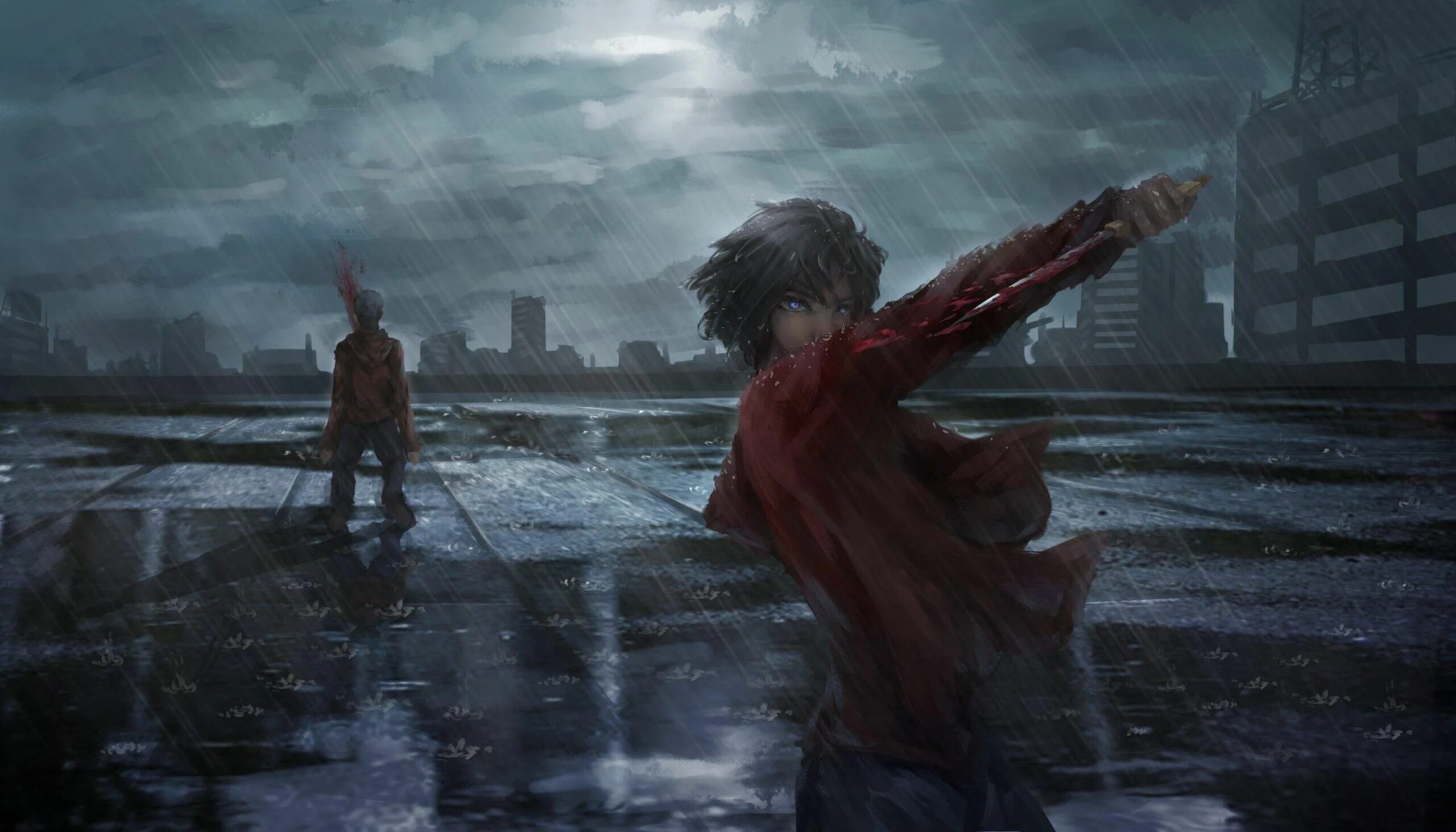 Kara no Kyoukai Wallpaper. Shiki Ryougi. Rain death