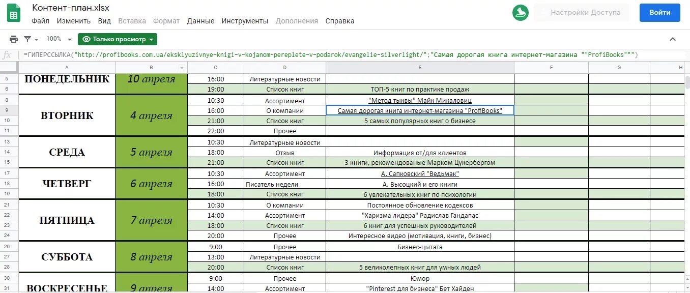 Учет контента