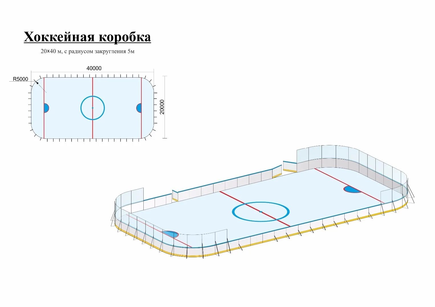 Катка значение. Хоккейная коробка 40х20 чертеж. Коробка хоккейная 20х40 габарит. Хоккейная коробка 30х60 радиус. Хоккейная коробка 20х40м чертёж.