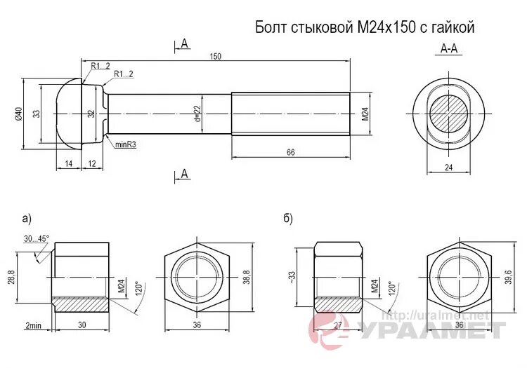 Болт м24х100