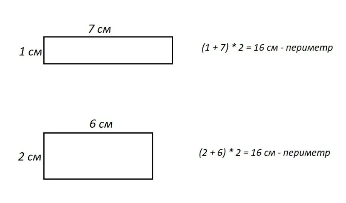 Прямоугольник с периметром 16 см