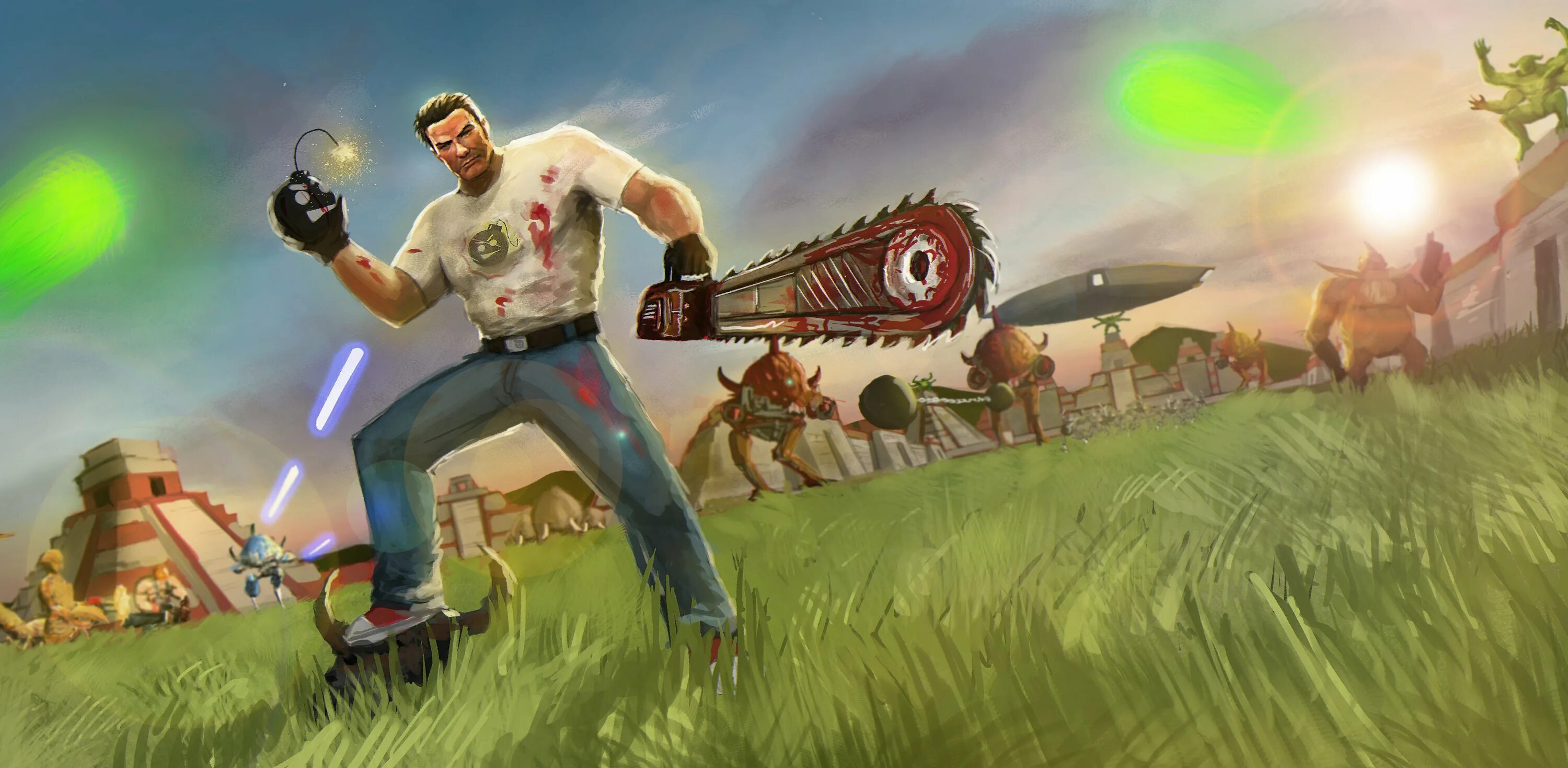 The second one s. Сэм Стоун serious Sam 2. Serious Sam 4. Serious Sam 4 арт. Serious Sam бензопила.