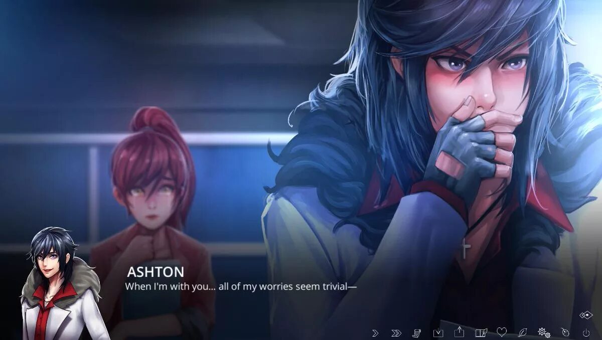 Новелла novel. Эштон фрей. the letter horror visual novel эштон. интерфейс визуальной новеллы.