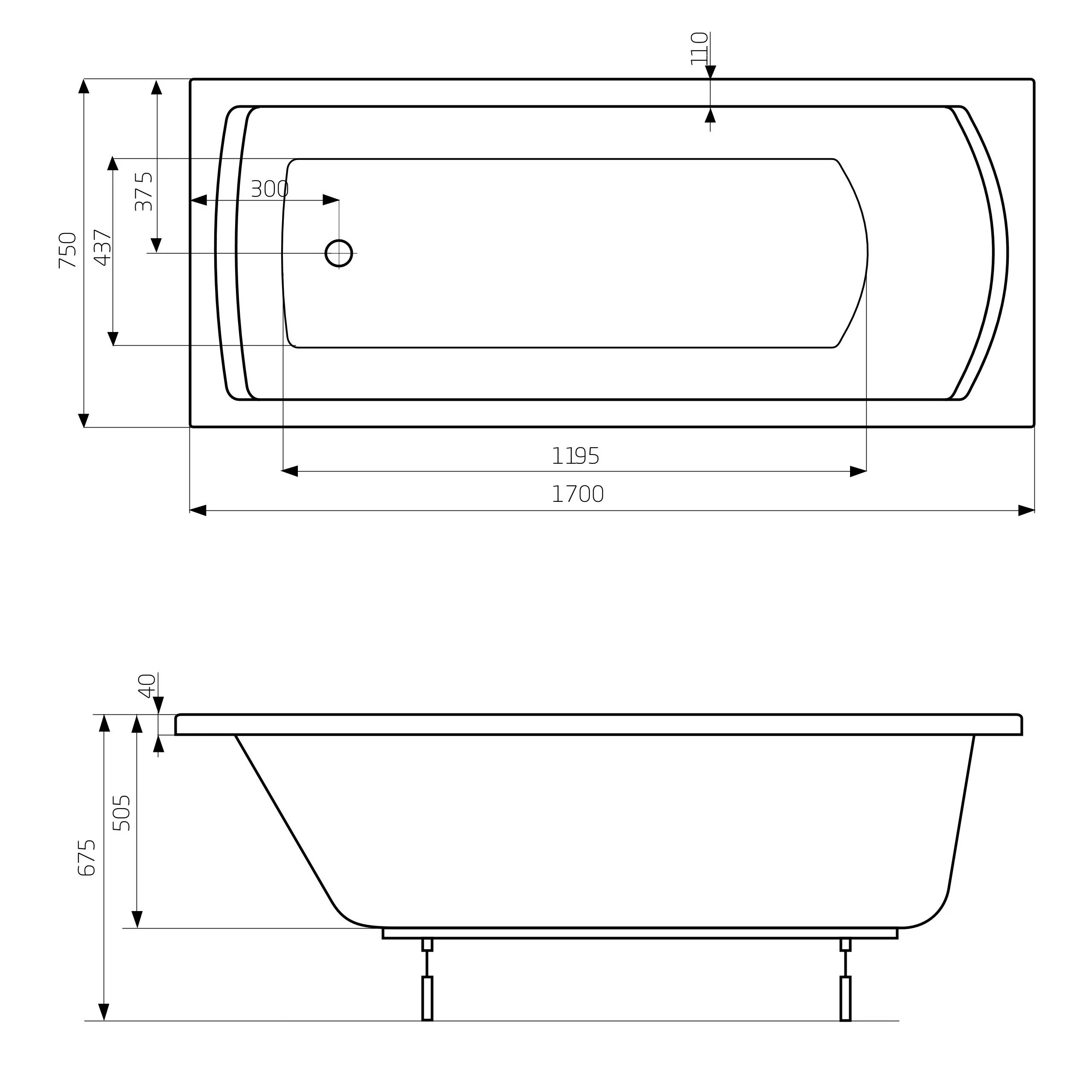 Высота ножек акриловой ванны. Ванна Roca line 170x70 схема. Ванна Roca linea 170x70 акрил.