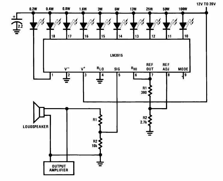 Индикатор уровня на lm3915. Lm3915 индикатор уровня сигнала схема. Индикатор уровня звука на lm3915. Индикатор уровня звукового сигнала на lm3915.