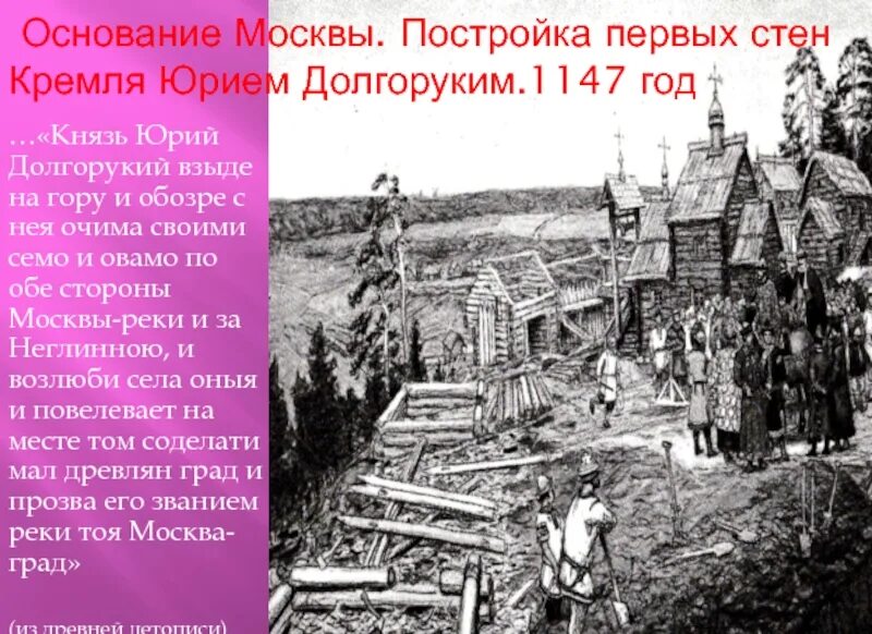 Какой город основан князем долгоруким. Основание Москвы 1147 Юрием Долгоруким. Кремль Юрия Долгорукого 1147.