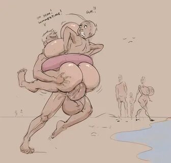 shiin, ace (shiin), emma hugaz, sketch, ahoge, anal, beach, being watched.....