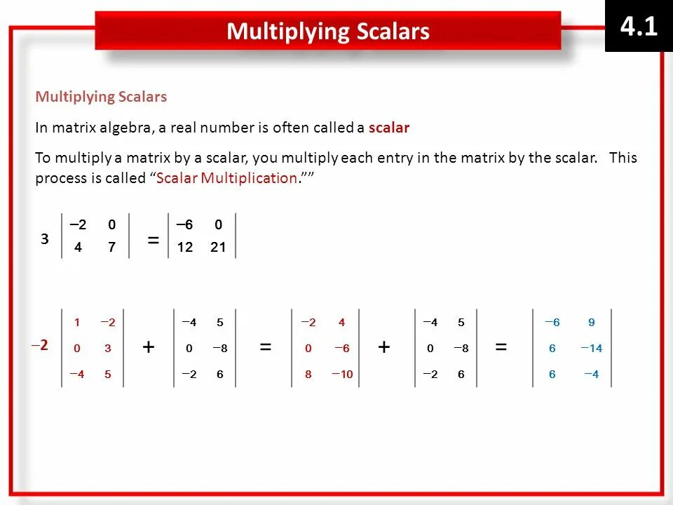 Scalar Multiplication. Determinant of Matrix. Scalar Matrix. Properties Matrix determinant in Algebra. Should multiply to 35